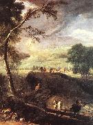 RICCI, Marco Landscape with River and Figures (detail) oil painting artist
